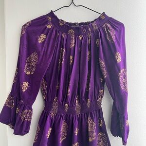 Purple Floral Long Sleeve Top
